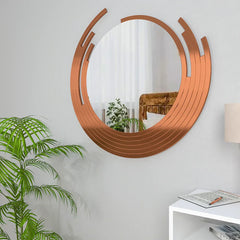 Designer Copper Finish Wall Mirror - All India Decor