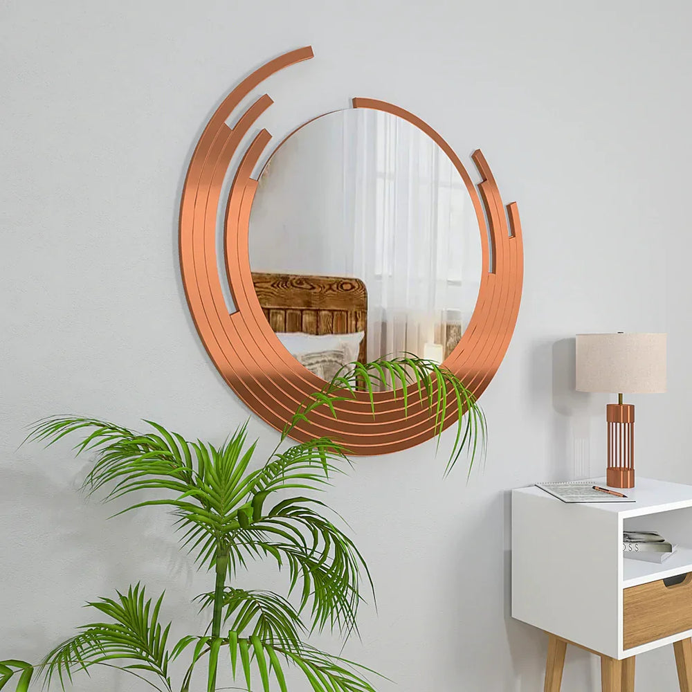 Designer Copper Finish Wall Mirror - All India Decor