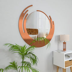 Designer Copper Finish Wall Mirror - All India Decor